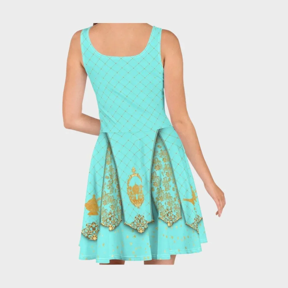 NWOT Handmade Princess Jasmine Fit and Flare Skater Dress size XL - Picture 3 of 8